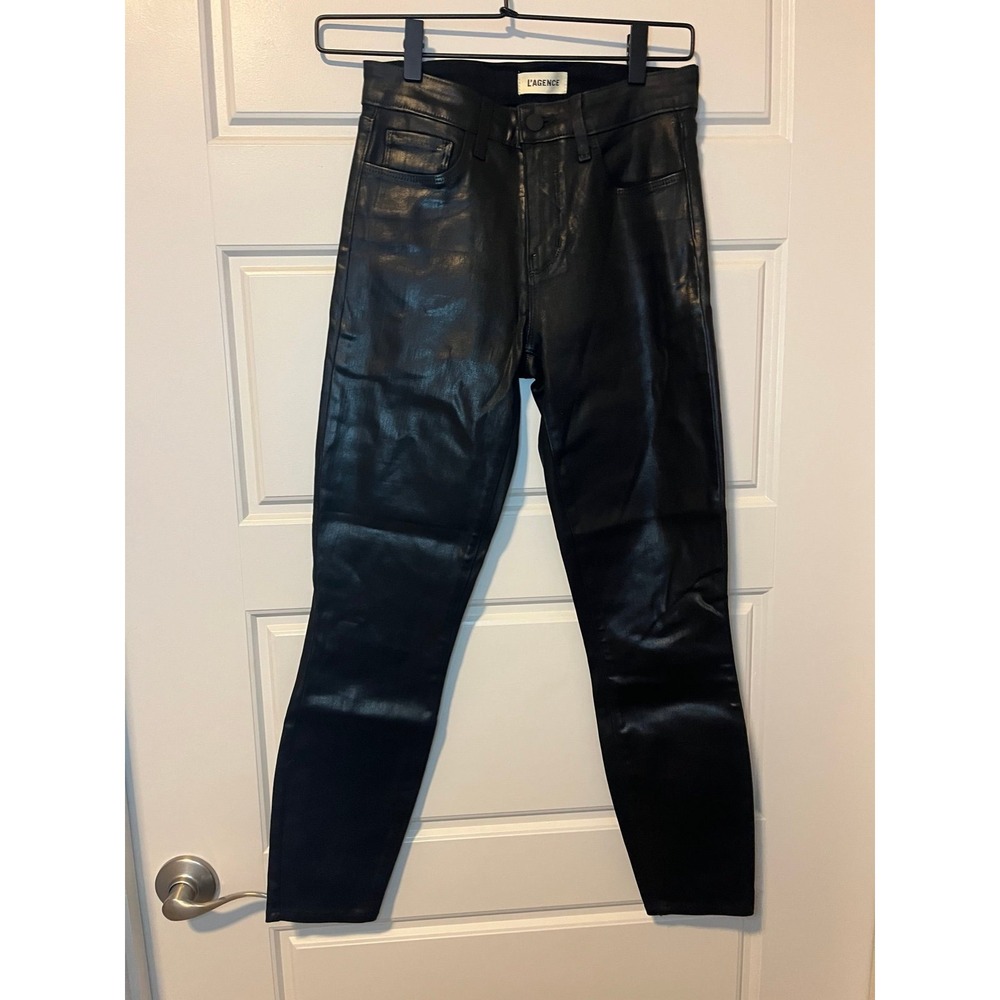 L'AGENCE  Margot Black Coates High Waisted Skinny Pant Sz 25
